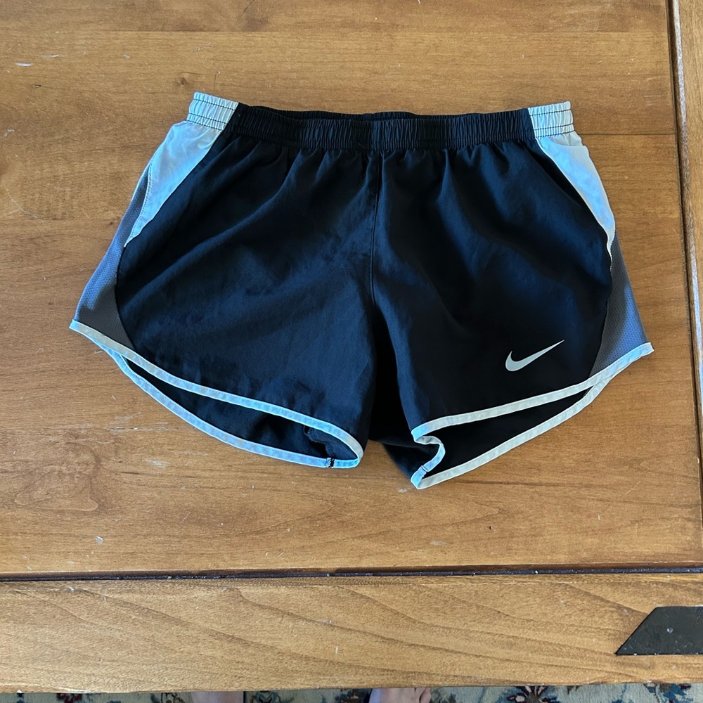 Nike Women's Black Athletic Shorts with Light Gray Trim